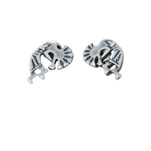 Navajo Hopi sterling silver Kokopelli fluit player speler Native Indian Indaanse tribal symbol vintage stud earrings steek oorbellen 8.jpg