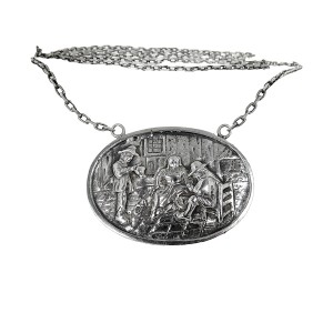 Vintage old Dutch Nederlands 835 silver zilveren collier ketting necklace with Duth Jan Steen  farmers Jan Steen boeren tafereel 5a.jpg