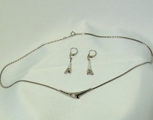 Teka Theodor Klotz Pforzheim Germany Duitsland  zilveren collier ketting silver necklace set earrings oorbellen  mid century sixties seventies 60er 70er 1970s 1960s a.JPG