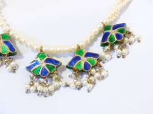 Antique Antiek Antieke old oud collier ketting necklace  met parels emaille enamel pearls faux imitation imitatie Vintage Costume 1930s 1940s Art Deco Jugendstil 3.JPG